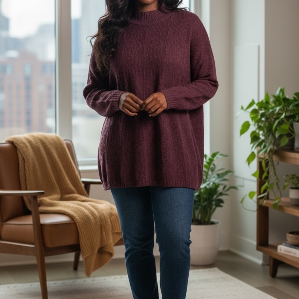Silhouette Women's Sweater in Deep Burgundy